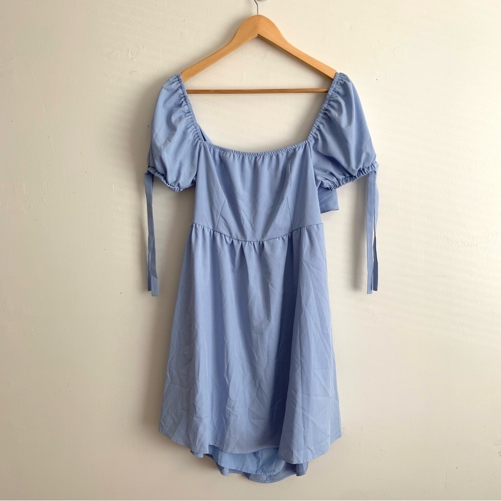 NWT Exlura Puff Sleeve Open Back Tie Plus Size Mini Dress